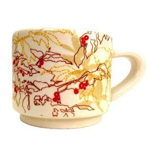 Starbucks Coffee Mugs Coffee Bean Plant Floral Pattern 2009 Tea Cup Cream Color